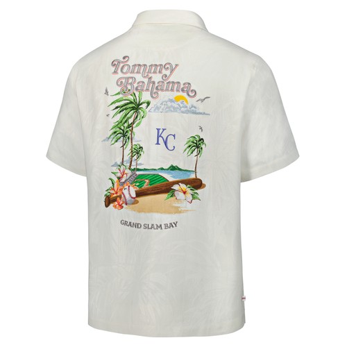 Men's-Tommy Bahama White Kansas City Royals Grand Slam Bay Camp Button-Up Shirt - Picture 3 of 6