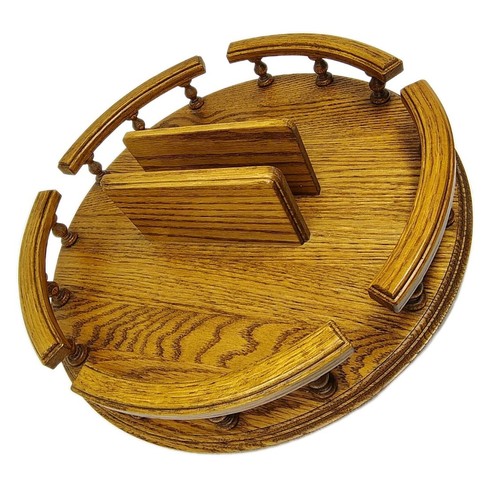 VTG Large Wood Lazy Susan Turntable Spindle Rail Table Tray Server Organizer 15" - 第 4/15 張圖片