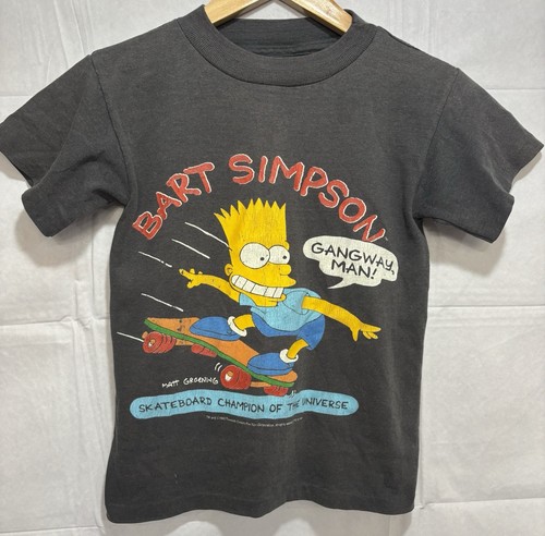 The Simpsons Bart Shirt Youth Kid Child Black Vintage 1990 Skateboard Champion