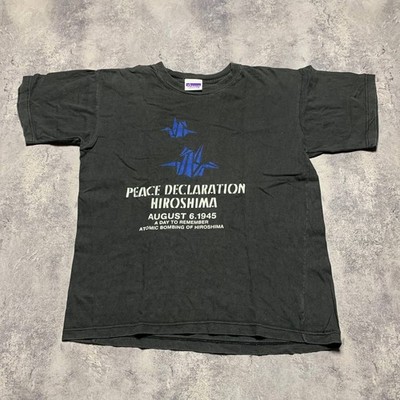 Hiroshima 1945 Peace Declaration Vintage Tee L Black Japan 8.5/10