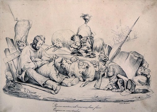 HONORE DAUMIER PAUVRES MOUTONS AH! LITHOGRAPHIE KUNST GICLÉE DRUCK FEINE LEINWAND - Bild 3 von 4