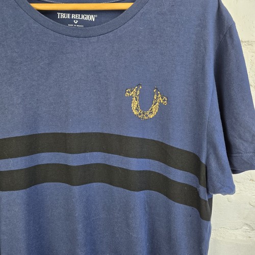 True Religion #02 blaues T-Shirt Slim Fit Herren Größe Medium 100 % Baumwolle klassisch - Bild 5 von 12