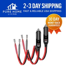 Reliable 12V Cigarette Lighter Plug with 15A Fuse & LED Power Indicator – 2 Pack