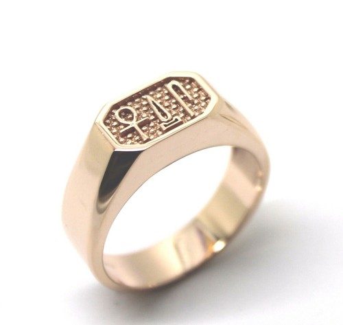 9ct Rose Gold Signet Ring Egyptian Hieroglyphic symbols-Success,Happiness,Health - Picture 8 of 12