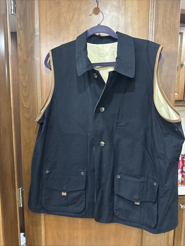 Lauren Ralph Lauren Men's Vest Black Tan Reversible Button Cotton Jacket 2X - Picture 1 of 6