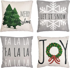 Christmas Pillow Covers 18X18 Set of 4 Winter Throw Pillow Covers Holiday Buffal