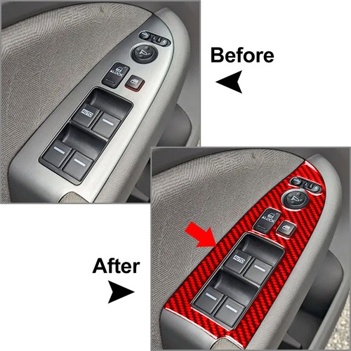 Carbon Fiber Red Front Fensterheber Panel Abdeckung Trim Für Honda Odyssey 05-10 - Picture 7 of 8
