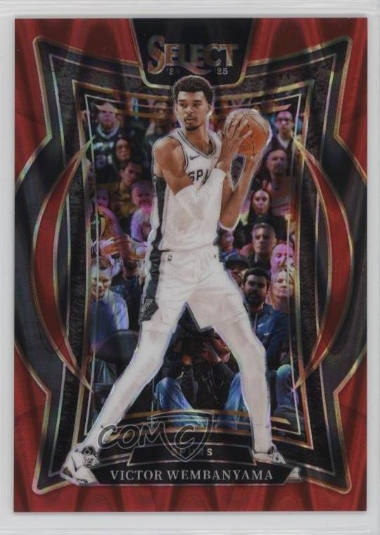 2024-25 Panini Select Concourse Red Tectonic Prizm 26/65 Victor Wembanyama #9