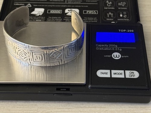 PLATA ESTERLINA DISEÑO GEOMÉTRICO BRAZALETE ARTESANAL 36,8 GRAMOS - Imagen 11 de 11