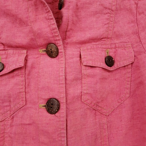Sigrid Olsen Jacket Womens 2 Pink China Long Sleeve Button Front Linen Utility - Picture 3 of 12