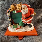 Vtg Hand Painted Cast Iron Photo Frame SANTA STOCKING HOLDER 1994 Reindeer Ho Ho