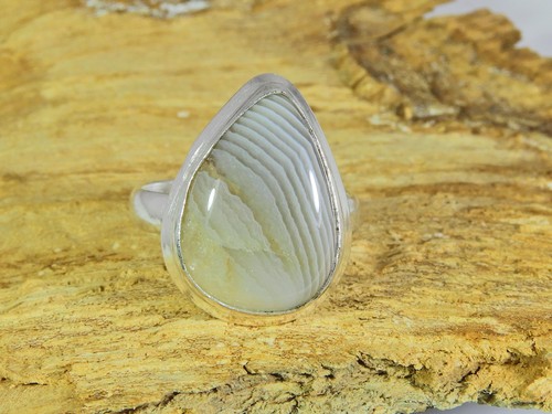 Natural Botswana Agate 925 Solid Sterling Silver Ring Size US-6 l088 - Picture 3 of 10