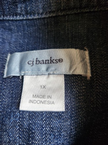 Cj Banks Denim jean pattern button up embroidery Winter Snow Flakes .XL #clo - Picture 4 of 10