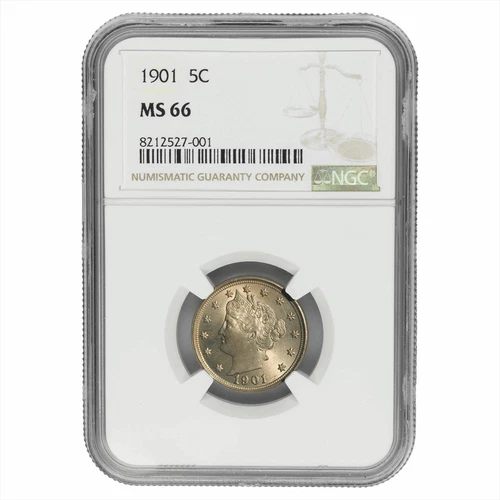 1901 Liberty Nickel 5C NGC MS 66