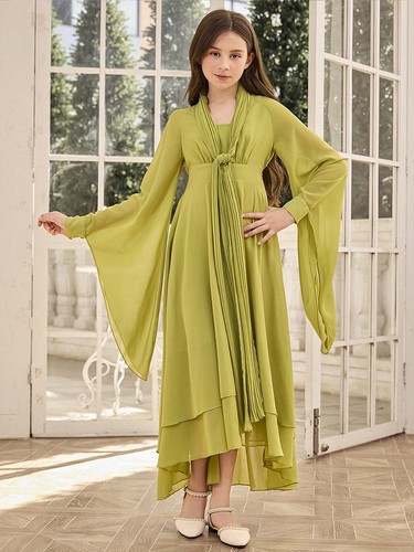 Children Abaya Muslim Flare Sleebe Maxi Robe Kaftan Turkey Long Dress Islamic - Picture 6 of 11