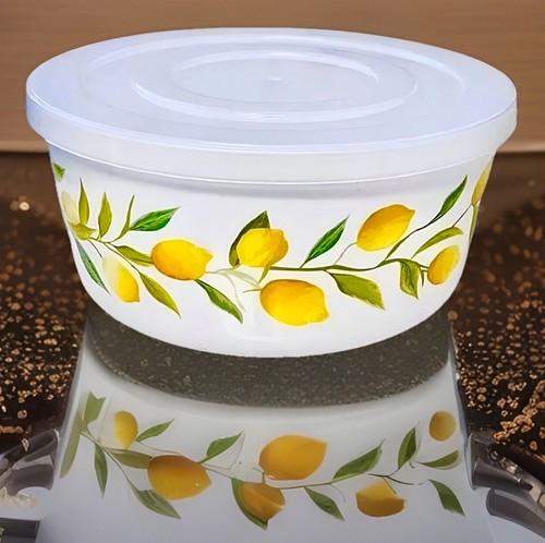 3 Lemon Storage Bowls Set Lids Yellow Cottage French Country Kitchen Home Decor - Picture 4 of 4