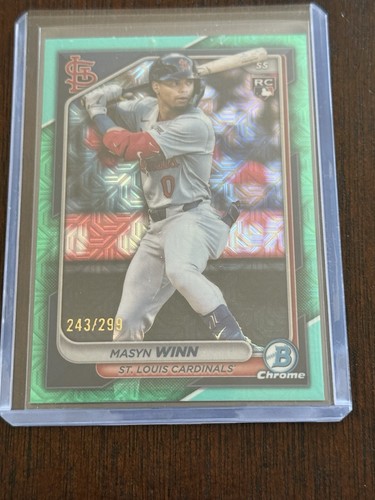 2024 Bowman Chrome Baseball TEAL MOJO MASYN WINN ROOKIE CARD #'d 243/299 - Picture 3 of 6