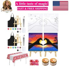 Date Night Painting Kit for Couples Sip and Paint Kit for Adults Couples Pre ...