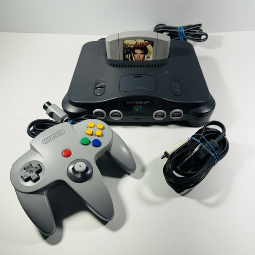 Paquete de sistema de consola Nintendo 64 N64 con controlador, cables, juego - probado funciona