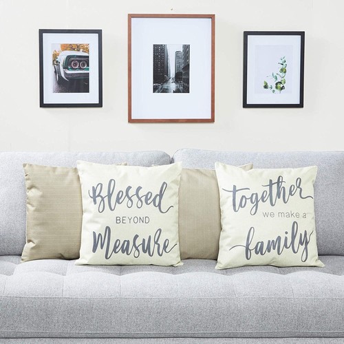 Farmhouse Throw Pillow Covers, Rustic Home Decor (18 x 18 in, 4 Pack) - Picture 3 of 8