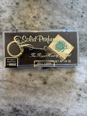 Royal House of Edward, Solid Perfume Mesh Keychain MOP Lid Gold Plated Vogue