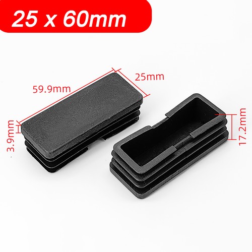 Rectangular Plastic End Caps Blanking Ribbed Rectangle Plugs Inserts /Black - Picture 26 of 53