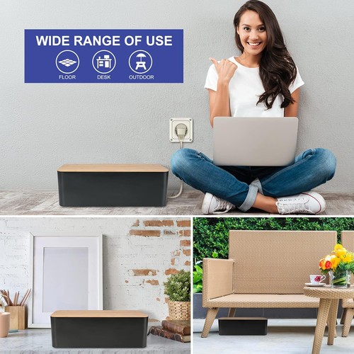 Cable Management Box - Wooden Style Large Cord Organizer to Hide Wires & Powe... - Picture 2 of 7