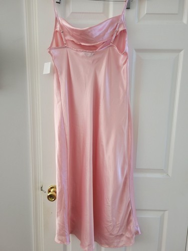 Vintage Bebe Womens Blush Pink Satin Slip dress Y2k size Large Cowl neck New - Picture 4 of 10
