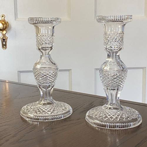 Pair Waterford ALANA Crystal 7 1/4" Hollow Candlesticks Candle Holders ~ Signed - Picture 4 of 21