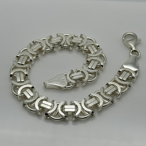 925 Solid Sterling Silver 10mm Byzantine Heavy Mens Bracelet 8.5 inch - Picture 3 of 8