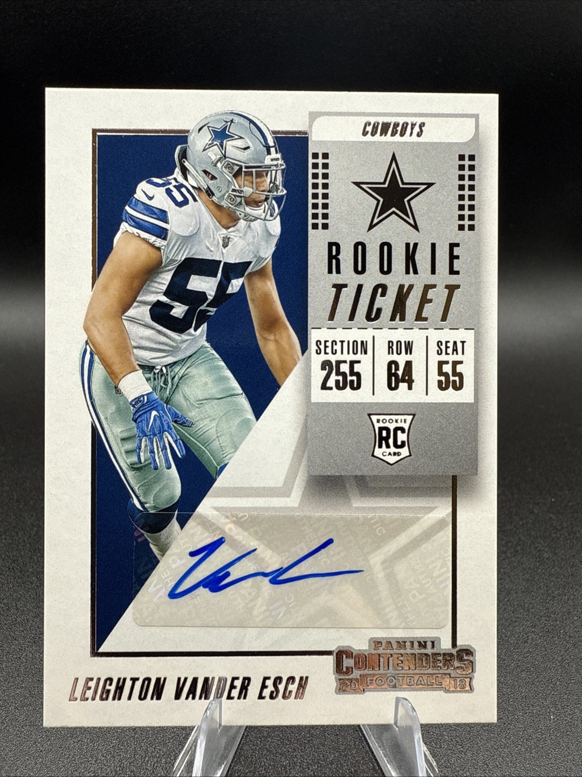 2018 Panini Contenders Leighton Vander Esch RC Auto Rookie Ticket #154 Cowboys