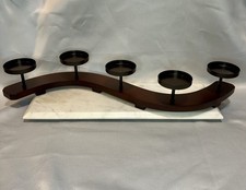 Curved S-Shape Wood Iron Pillar CANDELABRA 25" Long Rustic Accent