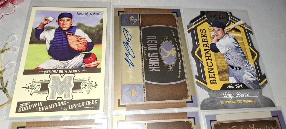 Yankees 5 Autos Adams Marshall Lassiter Bleich  Mitchell Yogi Gu MLB 6 Ct. Lot - Image 2 of 4