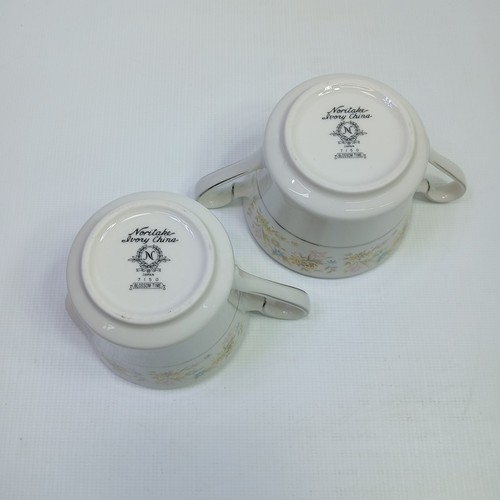 Crema y azucarero Noritake Blossom Time Ivory China flores pastel con tapa 7150 - Imagen 6 de 6