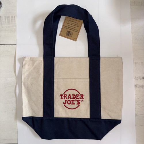 TRADER JOE'S MINI CANVAS TOTE BAG LIMITED EDITION NEU MIT ETIKETT MARINEBLAU - Bild 2 von 4