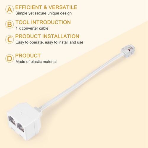6P2C RJ11-Stecker auf Buchse 2 Wege Telefon Splitter Konverter Kabel U8U25317 - Zdjęcie 6 z 7