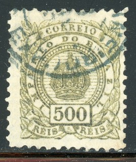BRAZIL Used Selections: Scott #95 500r Olive CROWN (1887) CV$14