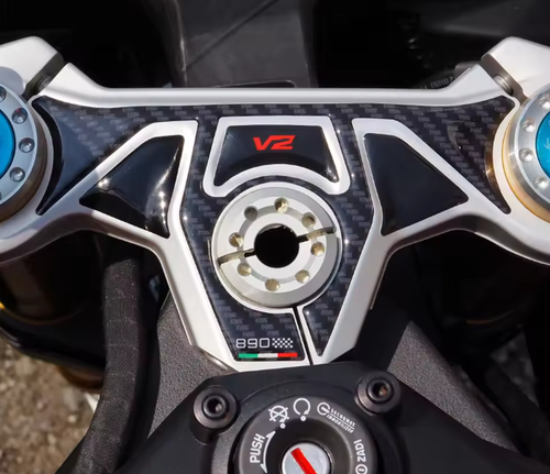 Ducati Panigale 890 V2 2025 Motorcycle Top Fork Yoke Cover Decal Carbon Black - Picture 2 of 2