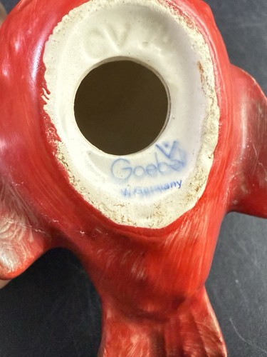 Estatuilla de porcelana vintage Goebel rojo cardenal pájaro pico abajo CV-74 Alemania Vb3 - Imagen 4 de 4