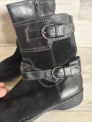 Clarks Bendables Whistle Ranch Black Suede Leather Zip Mid Boots Women Size 8.5M - Picture 10 of 12