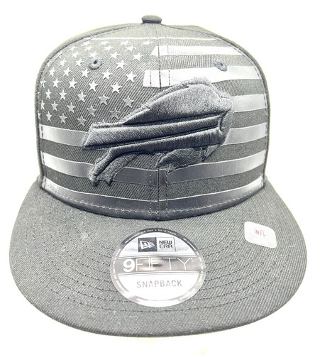Buffalo Bills New Era Black 9Fifty Snapback Adjustable Hat USA Flag Rare Read*