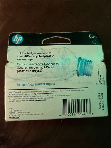 Genuine HP 63XL High Yield Black Ink Cartridge (F6U64AN) -- BRAND NEW - Bild 2 von 2