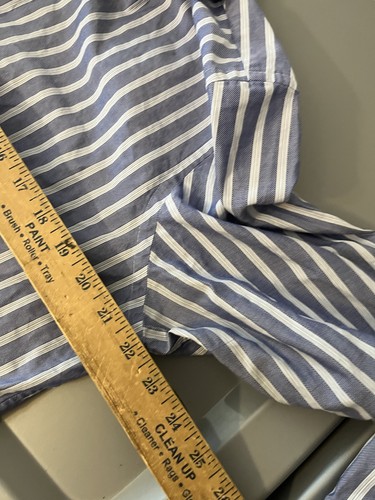 Camisa Banana Republic Abotonada Hombre L Ajustada Manga Larga Algodón Azul Rayas - Imagen 5 de 5
