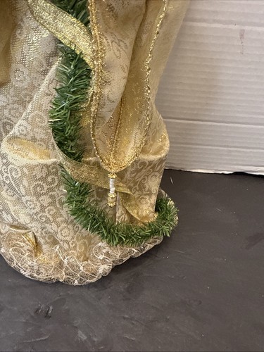 Vintage Angel Tree Topper Gold Dress 12” Used Cone - Picture 9 of 14