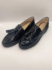 Stuart Weitzman Women Mila Patent Leather Black Tassel Loafer Sz 11 B