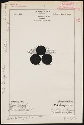 A L Granger Co Bitters Trademark Registration 1900 Three Circles Logo