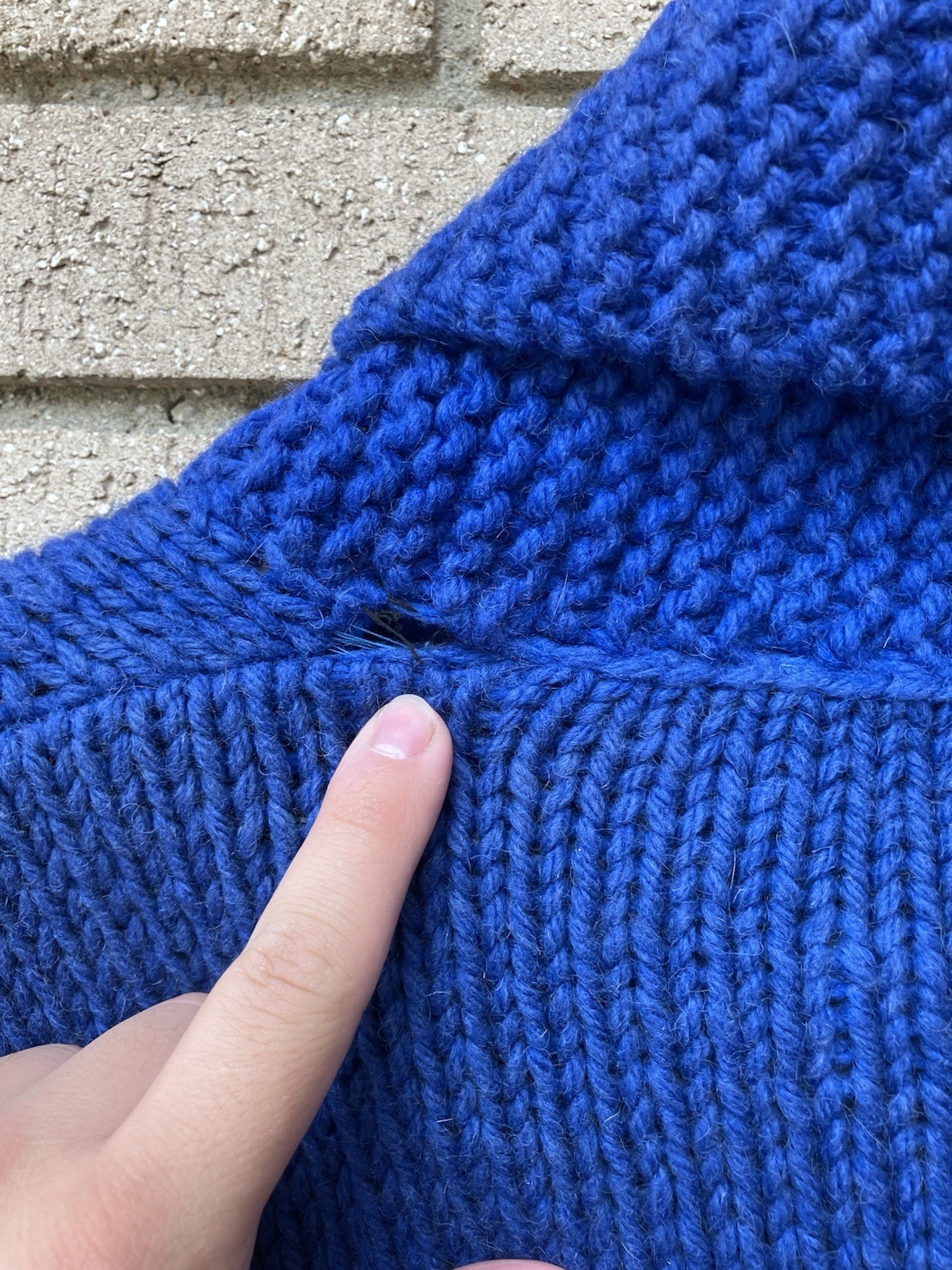 Vintage 1950s/60s Cowichan Zip Front Fish Sweater Blue- Size Large Mary Maxim