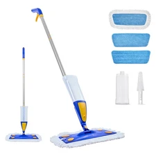 Uimoso Refillable Spray Mop with Washable Microfiber Pad for Hardwood Floors