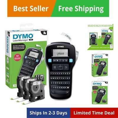 LabelManager 160 Portable Label Maker Bundle, Easy-to-Use, One-Touch Smart Ke...