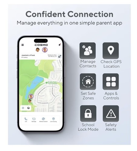 Cosmo, Jr Track 2 SE Inteligentny zegarek dla dzieci 4G Rozmowy telefoniczne i tekst NOWY - Zdjęcie 7 z 9